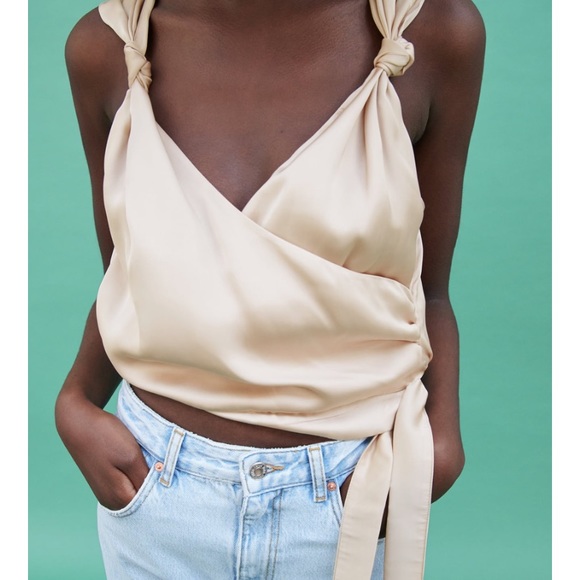 ZARA Satin wrap crop top - Picture 3 of 6